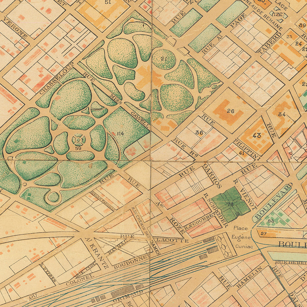 Alte Karte von Saigon (Ho-Chi-Minh-Stadt), 1921: Kolonialer Stadtplan, Saigon-Fluss, Französische Architektur, Historische Straßen 