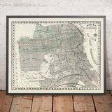 Mapa antiguo de San Francisco, 1895: Richmond, Western Addition, Potrero, Mission, Rancho Laguna y San Miguel 