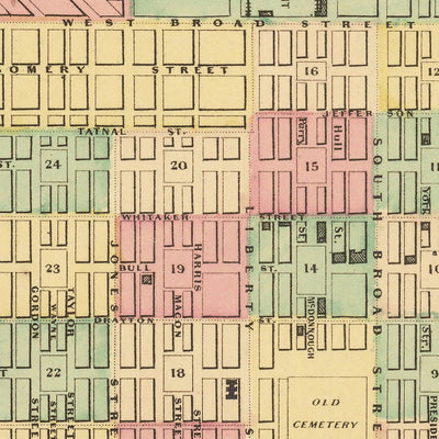 Alte Karte von Savannah, Georgia von Colton, 1855: Forsyth Platz, Bahnhöfe, Hutchinsons Insel, Fishers Reef, Wards 