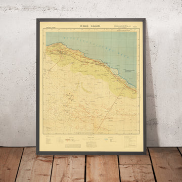Old Map of El Alamein by German Army, 1942: WW2, Ed Daba, Trenches, Railway, Dunes