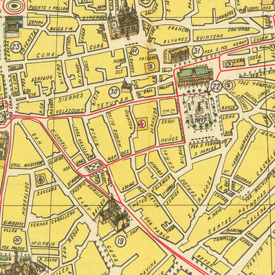 Old Pictorial Map of Seville by Fuentes, 1950: Catedral, Torre del Oro, Triana, Alcázar, Guadalquivir