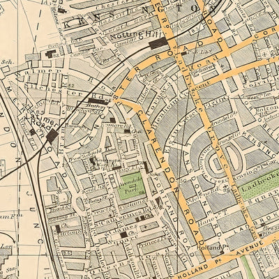 Old Map of West-Central London, 1900: Hyde Park, Kensington, Hammersmith, Museums, Wormwood Scrubs