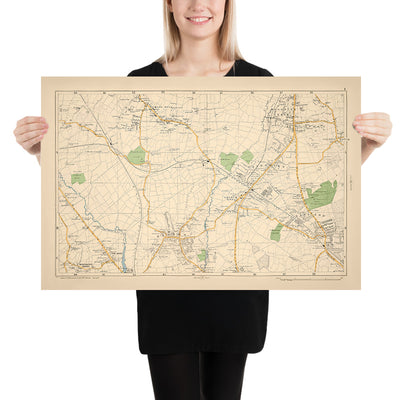 Ancienne carte du nord-ouest de Londres, 1900 : Mill Hill, Hendon, East End, Woodside Park, réservoir de Brent 