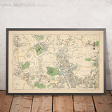 Ancienne carte du nord de Londres par Bacon, 1900 : Colney Hatch, Alexandra Park, Muswell Hill, Hornsey, Palmers Green 