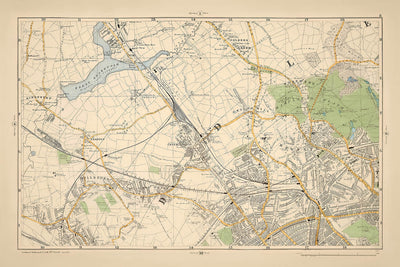 Alte Karte von Nord-London, 1900: Kingsbury, Hampstead Heath, Golders Green, Brent, Belsize, Willesden 