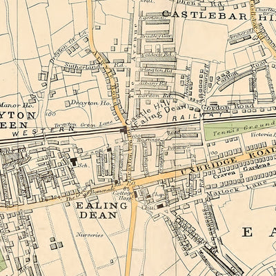 Old Map of West London, 1900: Hanwell, Ealing, Acton, Osterley Park, Gunnersbury Park