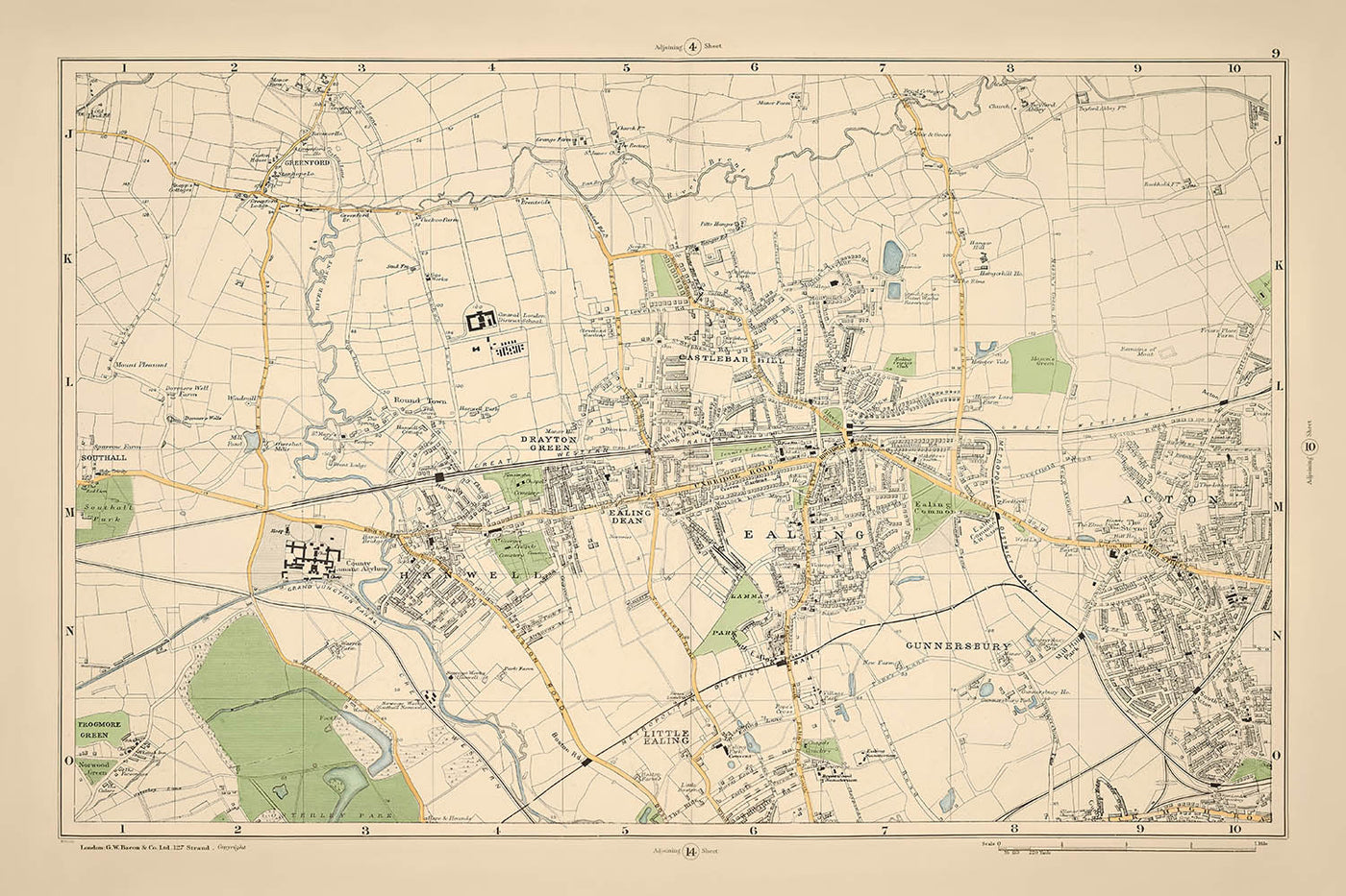 Old Map of West London, 1900: Hanwell, Ealing, Acton, Osterley Park, Gunnersbury Park