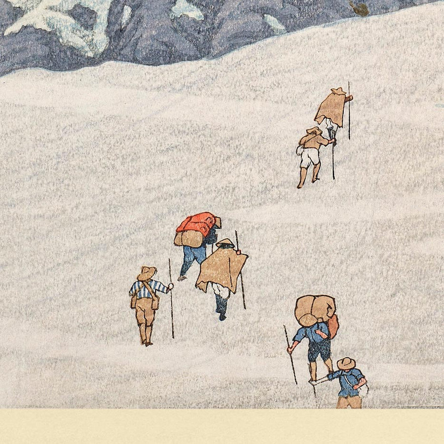 Snow Valley Climbers on Mt. Shirouma by Hasui Kawase, 1935