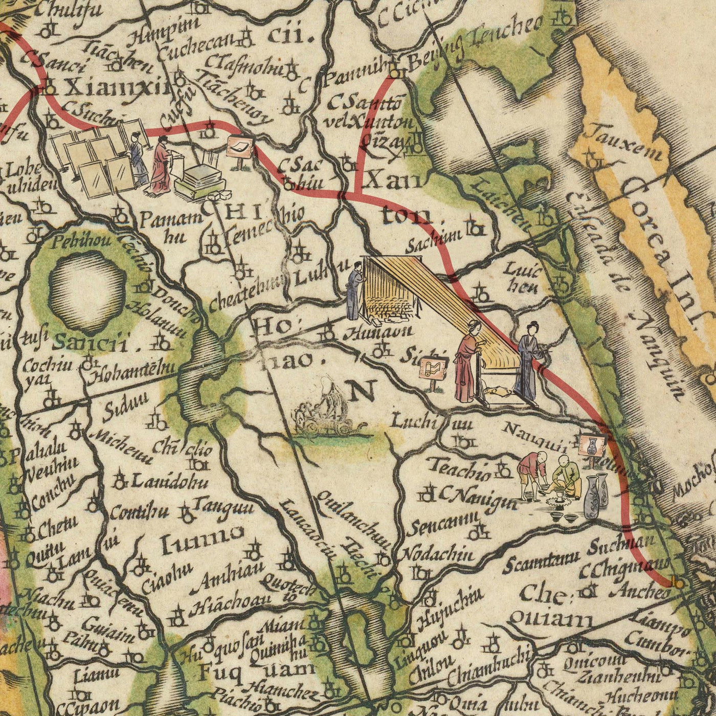 Old Map of The Silk Road, 1640 by Willem Blaeu & The Unique Maps Co.