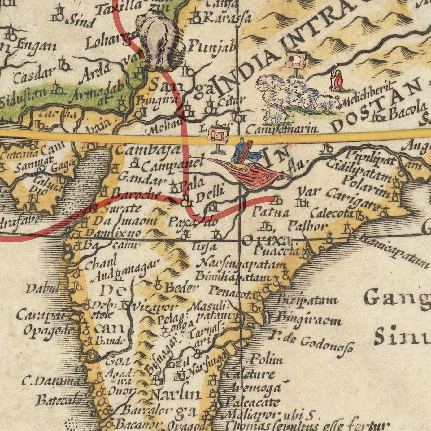 Old Map of The Silk Road, 1640 by Willem Blaeu & The Unique Maps Co.