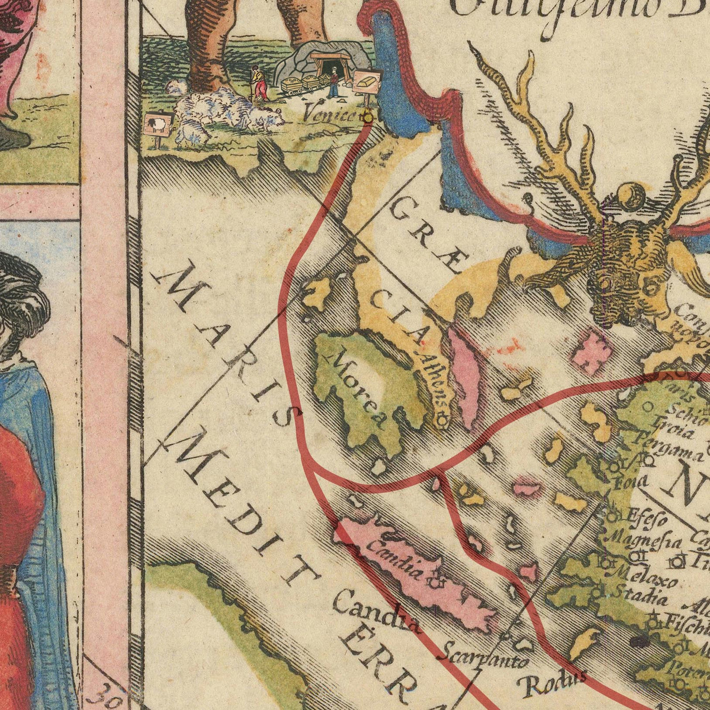 Old Map of The Silk Road, 1640 by Willem Blaeu & The Unique Maps Co.