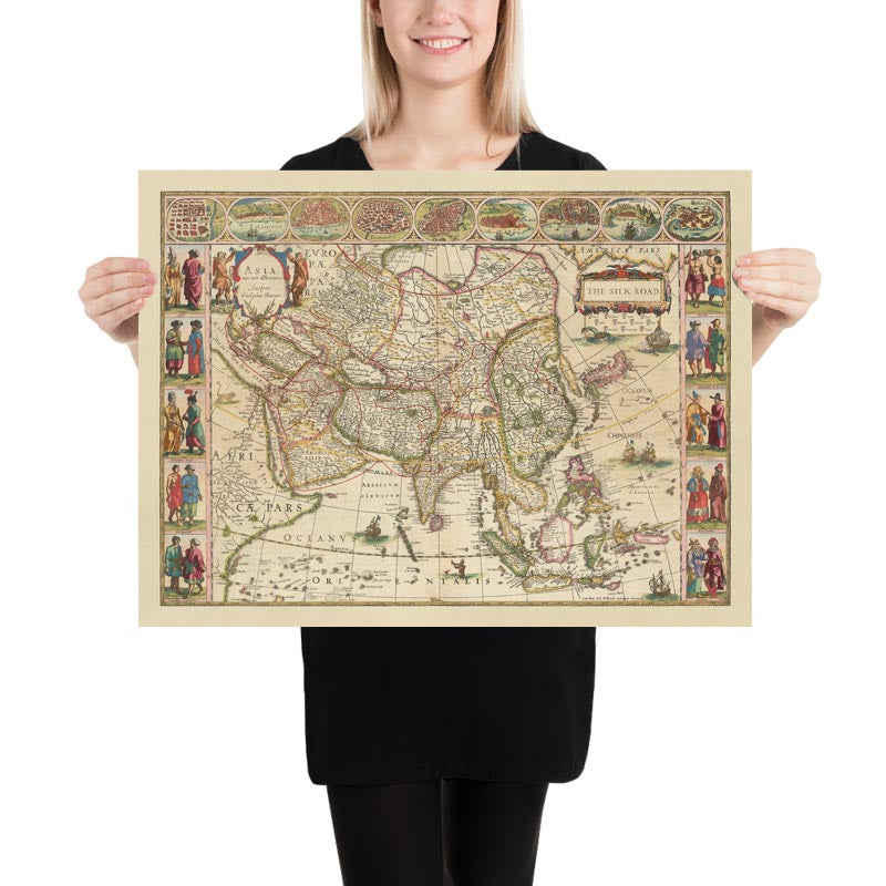 Old Map of The Silk Road, 1640 by Willem Blaeu & The Unique Maps Co.