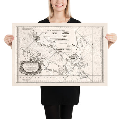 Ancienne carte de Singapour et du détroit de Malacca par Bellin, 1755 : Île de Singapour, Malaisie, Indonésie, Lingga 