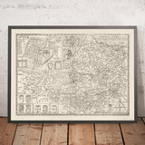 Ancienne carte de Somerset en 1611 par John Speed ​​- Bath, Portishead, Weston-Super-Mare, Taunton, Yeovil