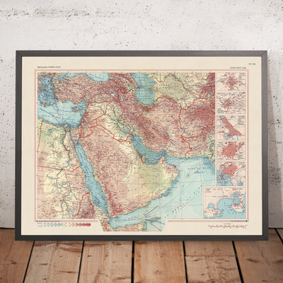 Mapa antiguo de Asia Occidental y Medio Oriente, 1967: Mapa político y físico detallado 