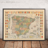 Mapa antiguo de España y Portugal de Dosseray, 1892: Imperios, Colonias, Puerto Rico, Filipinas, Cuba