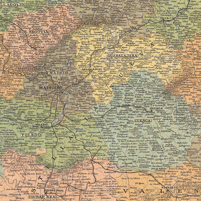 Alte Karte von Spanien und Portugal von Dosseray, 1892: Reiche, Kolonien, Puerto Rico, Philippinen, Kuba 