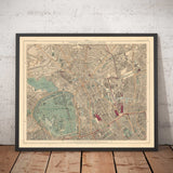 Antiguo mapa en color del norte de Londres, 1891 - Camden, Regents Park, Primrose Hill, Kentish Town, Kings Cross - NW1 N1C N7 NW5 NW3 NW8