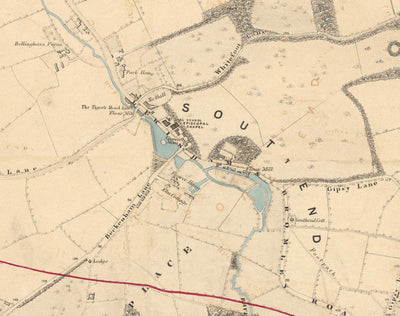 Alte Farbkarte von Südostlondon, 1891 - Bromley, Beckenham, Sydenham, Southend, Downham - SE26, SE6, BR1, BR2 