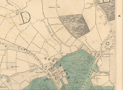 Old Colour Map of North London, 1891 - Hampstead, Cricklewood, Golders Green, Brent - NW2, NW3, NW11, NW4