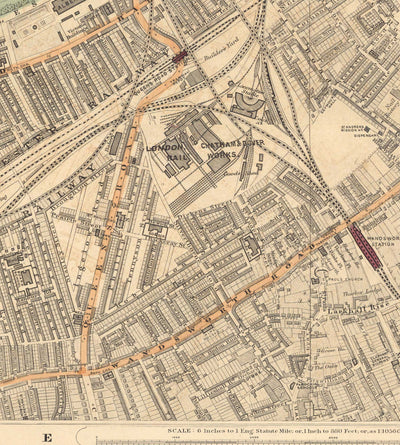 Old Colour Map of South London in 1891 - Battersea, Chelsea, Oval, Stockwell, Wandsworth - SW3, SW1, SE11, SW8, SW11, SW9, SW4