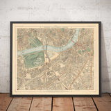 Old Colour Map of South London in 1891 - Battersea, Chelsea, Oval, Stockwell, Wandsworth - SW3, SW1, SE11, SW8, SW11, SW9, SW4
