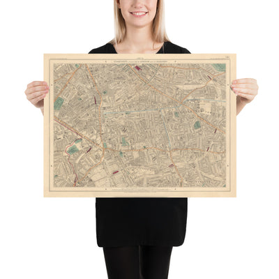Old Colour Map of South London in 1891 - Camberwell, Peckham, Walworth, Nunhead, Old Kent Road - SE5, SE17, SE15, SE1, SE16