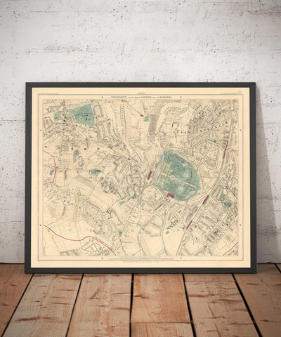 Old Colour Map of South East London, 1891 - Norwood, Crystal Palace, Penge, Sydenham - SE27, SE19, SE20, SE26