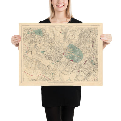 Old Colour Map of South East London, 1891 - Norwood, Crystal Palace, Penge, Sydenham - SE27, SE19, SE20, SE26