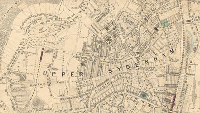 Old Colour Map of South East London, 1891 - Norwood, Crystal Palace, Penge, Sydenham - SE27, SE19, SE20, SE26