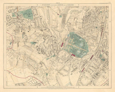 Old Colour Map of South East London, 1891 - Norwood, Crystal Palace, Penge, Sydenham - SE27, SE19, SE20, SE26