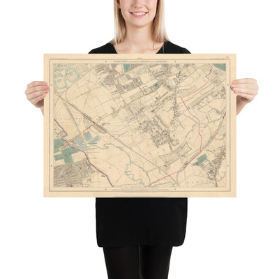 Old Colour Map of North East London, 1891 - Walthamstow, Leyton, Wanstead, Leytonstone, Lea - E5, E10, E11, E17