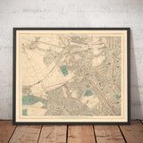 Ancienne carte colorée de l'ouest de Londres, 1891 - St Johns Wood, Kilburn, Kensal Green, Finchley Rd, Willesden - NW6, NW8, NW2, W9, W10 