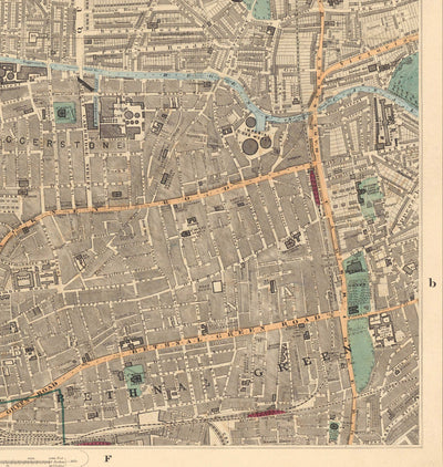 Old Colour Map of East London, 1891 - Hoxton, Haggerston, Dalston, Hackney, Bethnal Green, Shoreditch - N1, N5, E8, E2, EC1