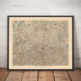 Mapa de Color Antiguo de East London, 1891 - Hoxton, Haggerston, Dalston, Hackney, Bethnal Green, Shoreditch - N1, N5, E8, E2, EC1 