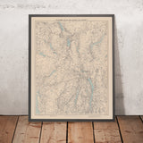 Mappa antica del Lake District di Stanford, 1899: Windermere, Scafell Pike, Kendal, Ullswater, Helvellyn 