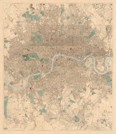 Mapa personalizado de Londres por Edward Stanford, 1862 - Diseño y haga su propio mapa viejo