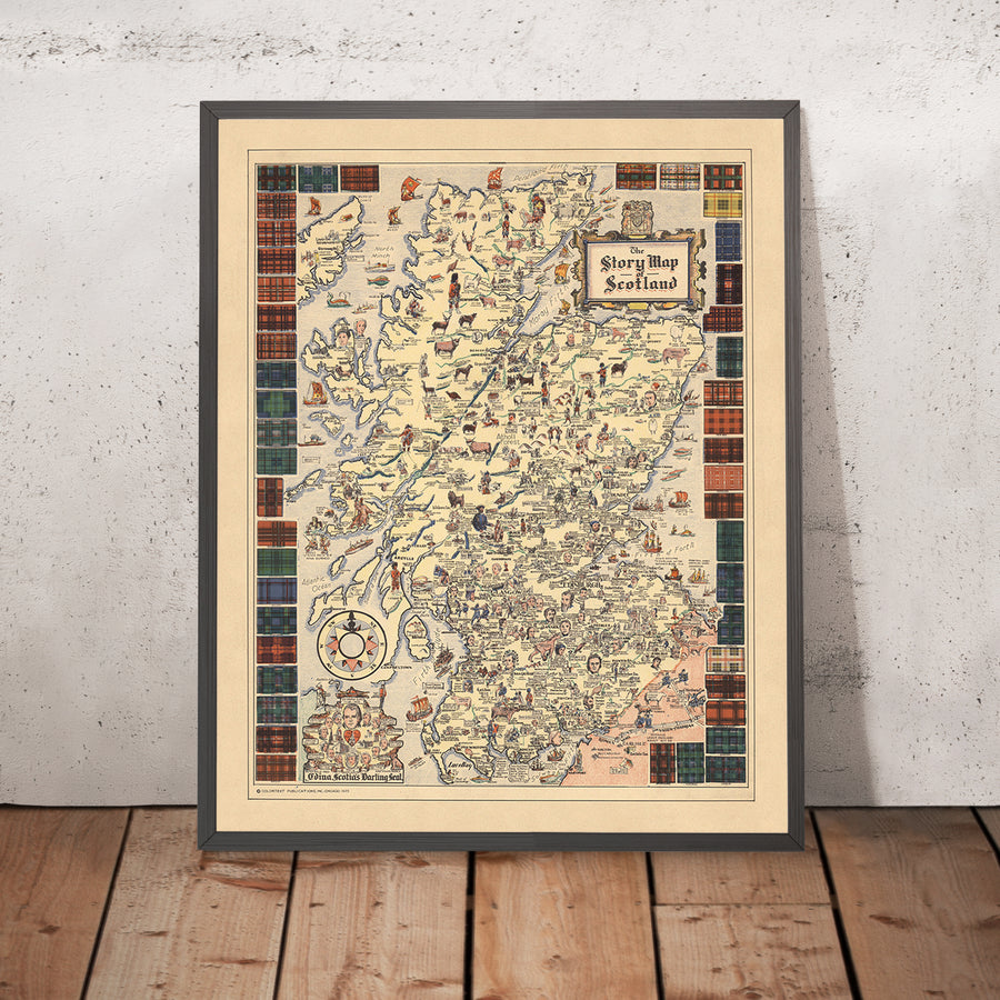Mappa delle storie antiche della Scozia, 1935: Storia, Tartan, Flora MacDonald, Bonnie Prince Charlie 