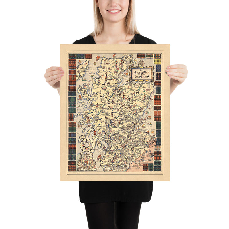 Mappa delle storie antiche della Scozia, 1935: Storia, Tartan, Flora MacDonald, Bonnie Prince Charlie 