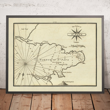 Vecchio Porto di San Paolo a Malta Carta Nautica di Heather, 1802: Fondali, Fari 