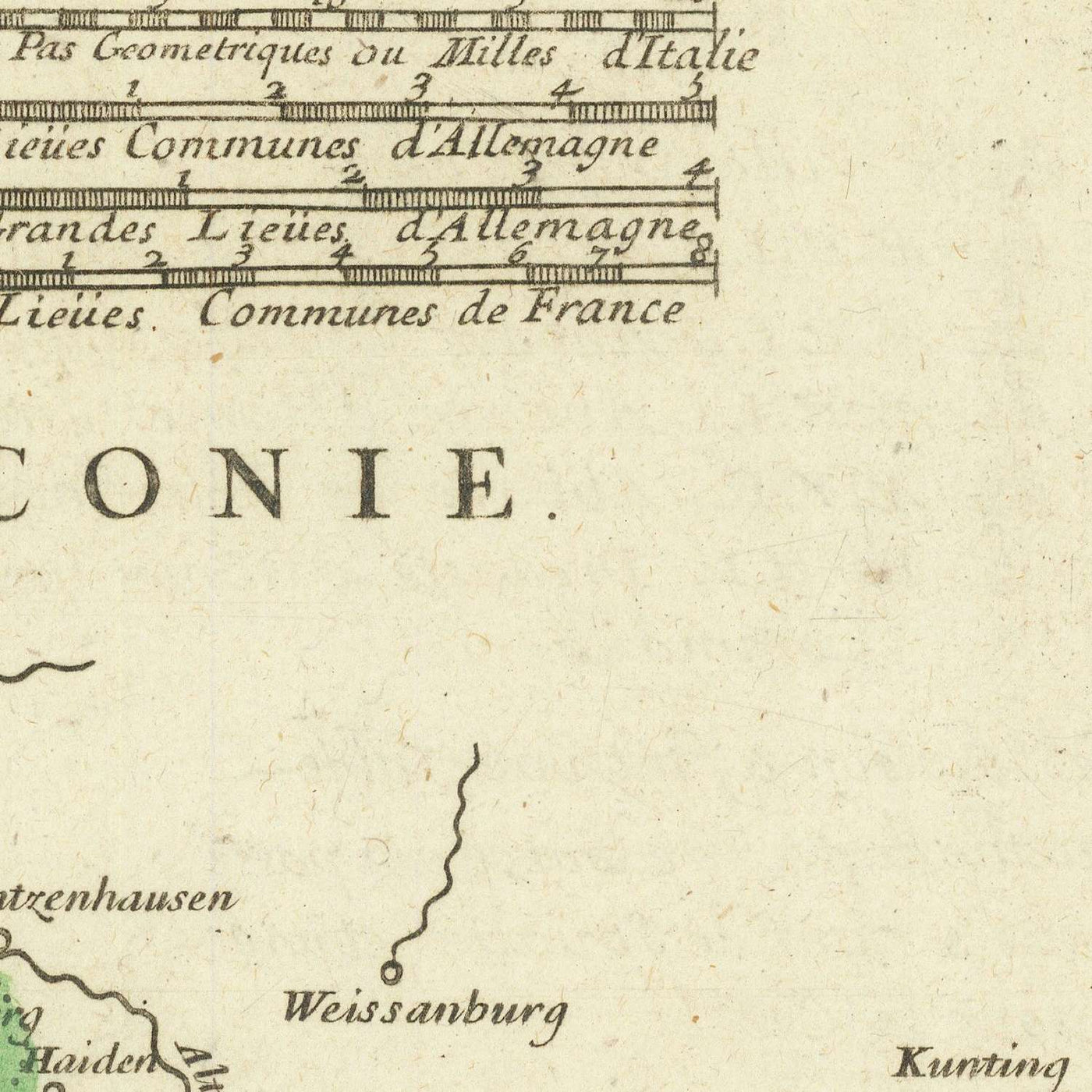 Old Map of Swabia, Germany by Sanson, 1703: Stuttgart, Heidelberg, Augsburg, Black Forest, Rhine River