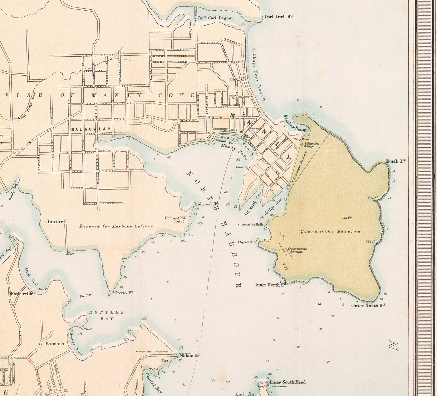 Old Map of Sydney in 1890 by Bartholomew - Port Jackson, Potts Point, Parramatta River, Botany Bay, Darling Point