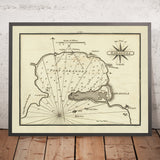 Old Port of Saragosa, Sicily Nautical Chart by Heather, 1802: Fortifications, Lighthouse, Soundings