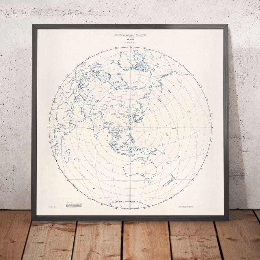Mappa antica di Taipei: CIA, 1968: Mostrando la Proiezione Azimutale Equidistante del Mondo attorno a Taipei 