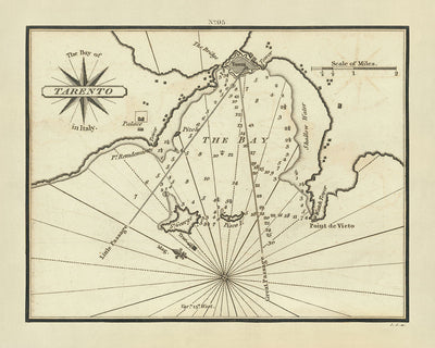 Alter Seekarte von Taranto, Italien von Heather, 1802: Golf von Taranto, Ionisches Meer, Straße von Otranto 