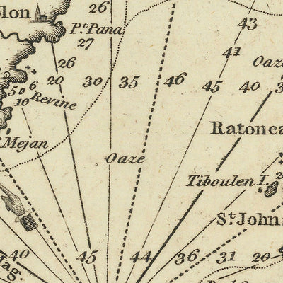 Ancien Bay de Marseille, France Carte Nautique par Heather, 1802 : Les Îles, Installations Militaires 