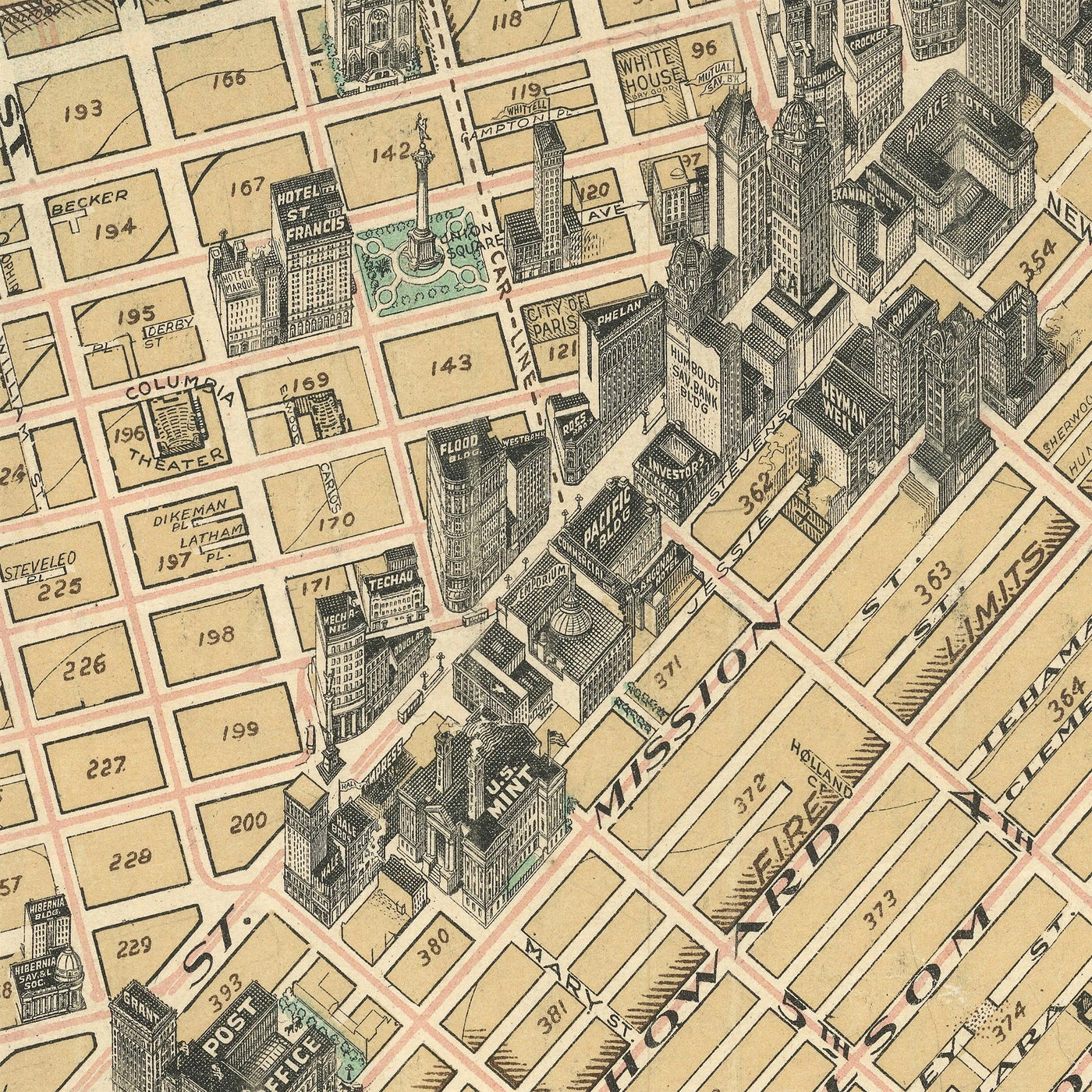 Seltene riesige Straßenkarte von San Francisco von Chevalier, 1911 