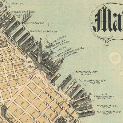 Seltene riesige Straßenkarte von San Francisco von Chevalier, 1911 