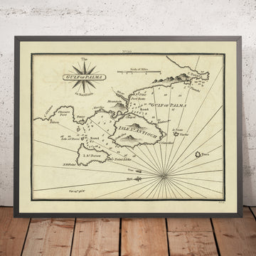 Vecchia carta nautica del Golfo di Palma di Heather, 1802: Sardegna, Sant&