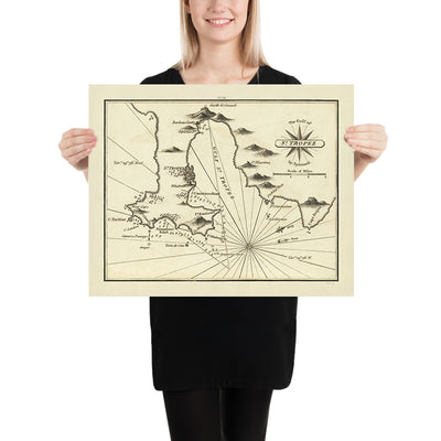 Old Gulf of St. Tropez Nautical Chart by Heather, 1802: Fishing Huts, Forts, Navigational Aids
